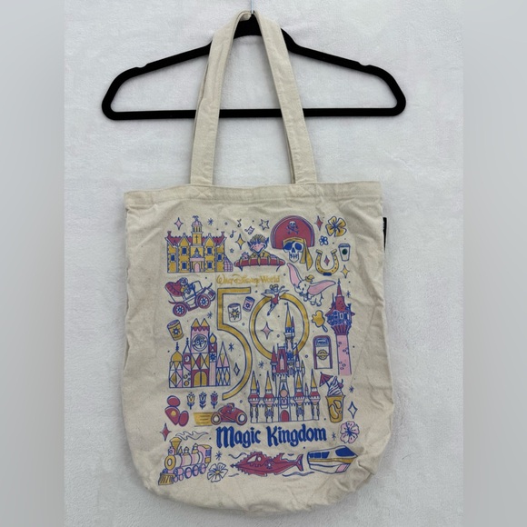 Starbucks Handbags - Starbucks Disney 50th Anniversary Magic Kingdom Cream Tote Bag